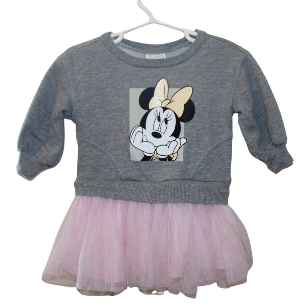Disney Baby Minnie Mouse Winter Sweater Shirt with Fluffy Tulle Skirt attached